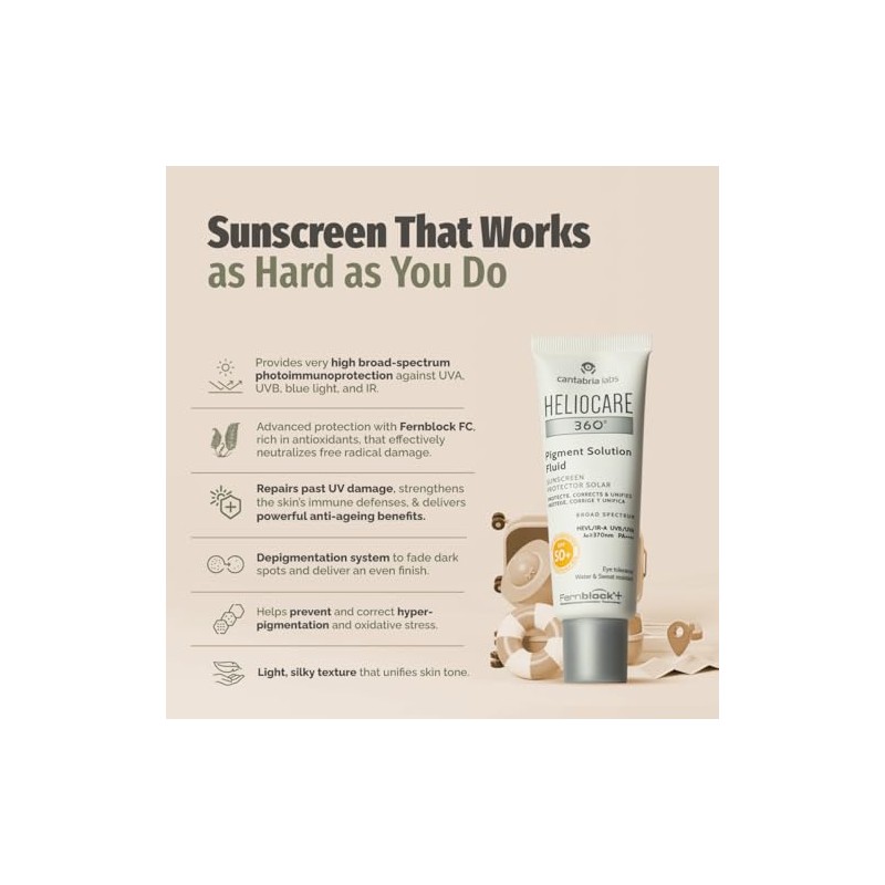 Heliocare 360° Protector Solar, Pigment Solution Fluid SPF 50+ 50