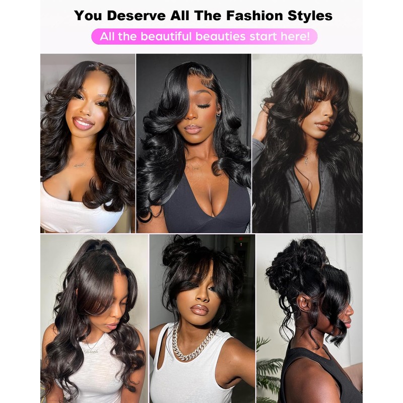 Layered Curtain Bangs Face-Framing Full 13x6 Lace Front Glueless Wig