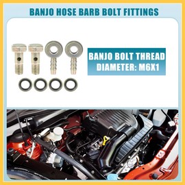 REPAIROCK Banjo Bolt M6x1 Banjo Hose Barb Bolt Fittings Brake Line Fitting Adapter with Copper Washers for Motorcycle Car (Set of 2) Auto Replacement Parts
