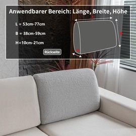 OHSIO Sofa Cover - Highly Elastic, Non-Slip Seat Cushion Cover - Washable, Pet-friendly Sofa Cover for Couch, Durable (Light Grey, 1 x Backrest Cover)