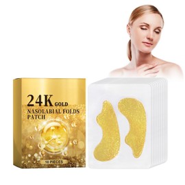 Nasolabial Wrinkle Patch with Gold, Anti-Wrinkle Plasters, Hyaluronic Acid Lifting Decree Patch, Nasolabial Wrinkle Anti-Wrinkle Mask, Facial Patches for Smoothing Lip Wrinkles, Pack of 10