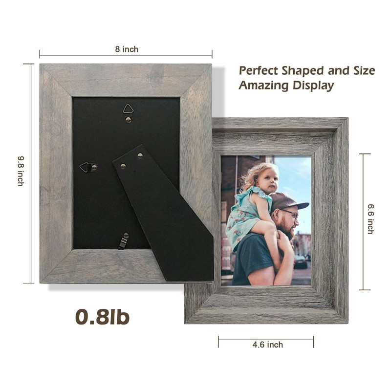 Eosglac Rustic 5x7 Picture Frame, Solid Wood with Glass Front,