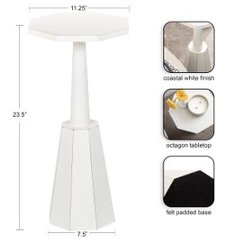 Kate and Laurel Octavia Coastal Accent Drink Table, 11 x 11 x 24, White, Decorative Coastal Cocktail Table with Octagon Shape for Farmhouse Indoor Plant Stand