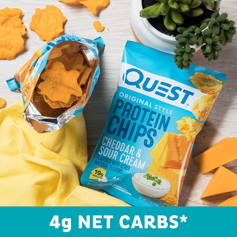 Quest Nutrition Cheddar & Sour Cream Protein Chips, 19g Protein,