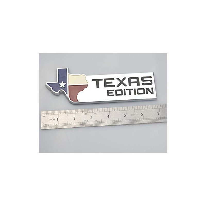 TEXAS EDITION Emblem Badge Tailgate Universal Stick-On (Chrome/Black)