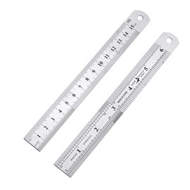 Juland 6 PCS Stainless Steel Ruler Office Metal Ruler with Convenient Storage Case Perfect Straight Edge for Easy Measurements - 6" /15CM - 20mm Wide x .0.5mmThick