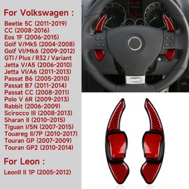 2pcs Car Carbon Fibre Steering Wheel Shift Paddle Extension Shift Paddle Sticker Cover Trim Compatible with VW Golf 6 Beetle 5C CC Eos Mk5 Mk6 Passat Rabbit Decor Replacement Set Extensions