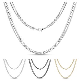 Cadoline 316L Stainless Steel Men's Jewellery Chain 9mm 26 Inch Black Link Curb Necklace