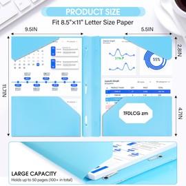 24 Pack Plastic Folders with Pockets and 3 Prongs,Waterproof Heavy Duty File Folder with Two Fixed Corner Tabs and 2 Pockets,Fits 3 Ring Binder Holds 8.5" x 11" Paper for School Office Home