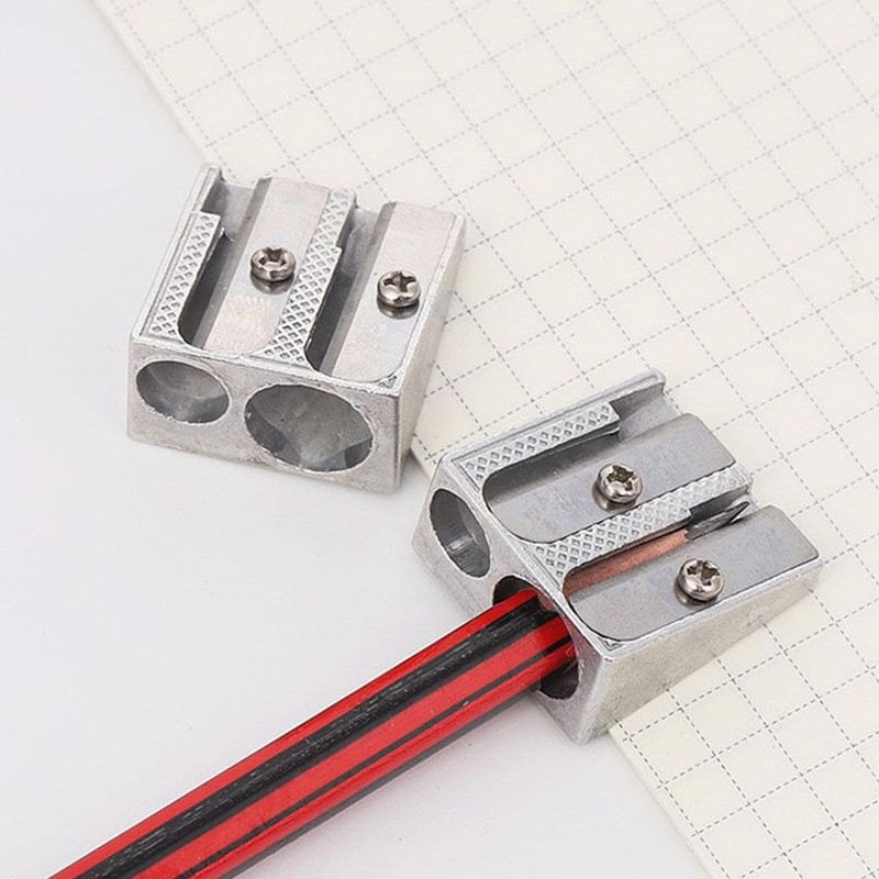 マグネシウム鉛筆削りサバイバル、1/12個 手持ち鉛筆削り、金属鉛筆削りマグネシウム、2穴鉛筆削り マグネシウム合金ウェッジプロファイル、マグネシウム合金鉛筆削り