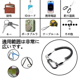 MNWMNW Fall Prevention Cord, Lost Prevention, Fall Prevention, Smartphone Fall Prevention, Curl Cord, Drop Prevention Wire, Spiral Cord, Coil Strap, Black, 2 Routes, Acrylonitrile Butadiene Styrene