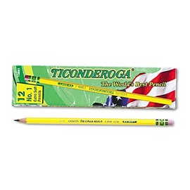 Ticonderoga 13881 Woodcase Pencil, B #1, Yellow, Dozen