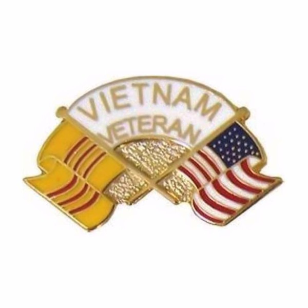 Vietnam Veteran with American Flag and Service Ribbon lapel pin