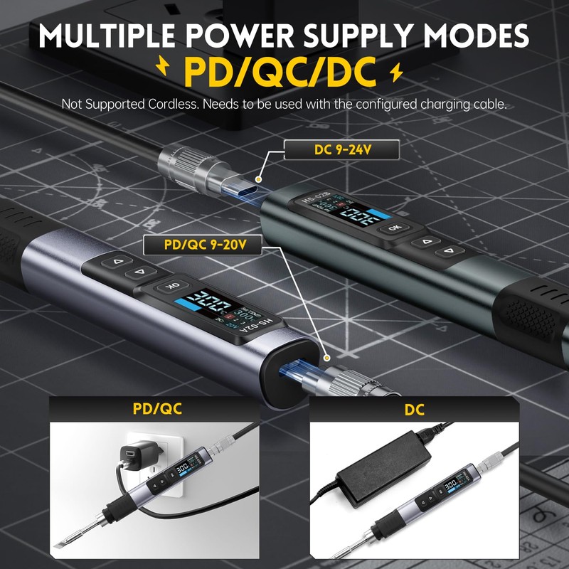 FNIRSI HS-02A 100W Portable Corded Soldering Iron Kit, 3S Fast