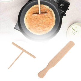 TUKNN Crepes Distributor, Crepes Spatula, Crepes Wood Distributor, Crepe Maker Accessories, Crepe Slider, T-Shaped Wooden Crepe Spreader, Beech Wood Spatula, for Crepes, Galettes & Pancakes, Pack of 2