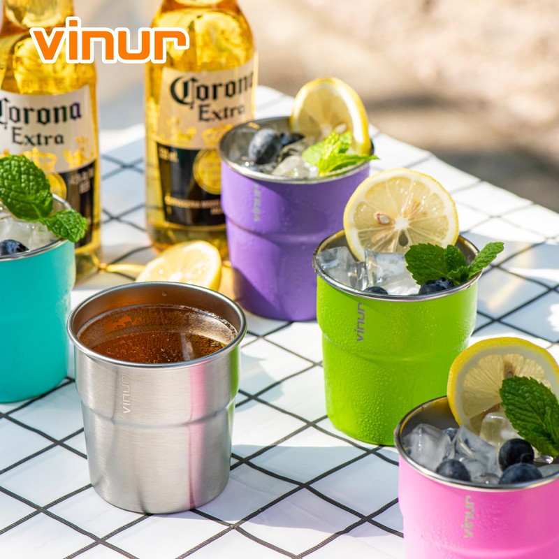 VINUR Kids Stainless Steel Cups-8 oz Stackable Metal Drinking Tumbler