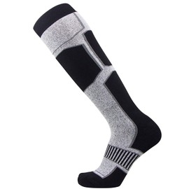 Pure Athlete Snowboard Socks - Comfortable Warm Skiing Snowboarding Sock for Men and Women (Black-White-Silver, X-Large)