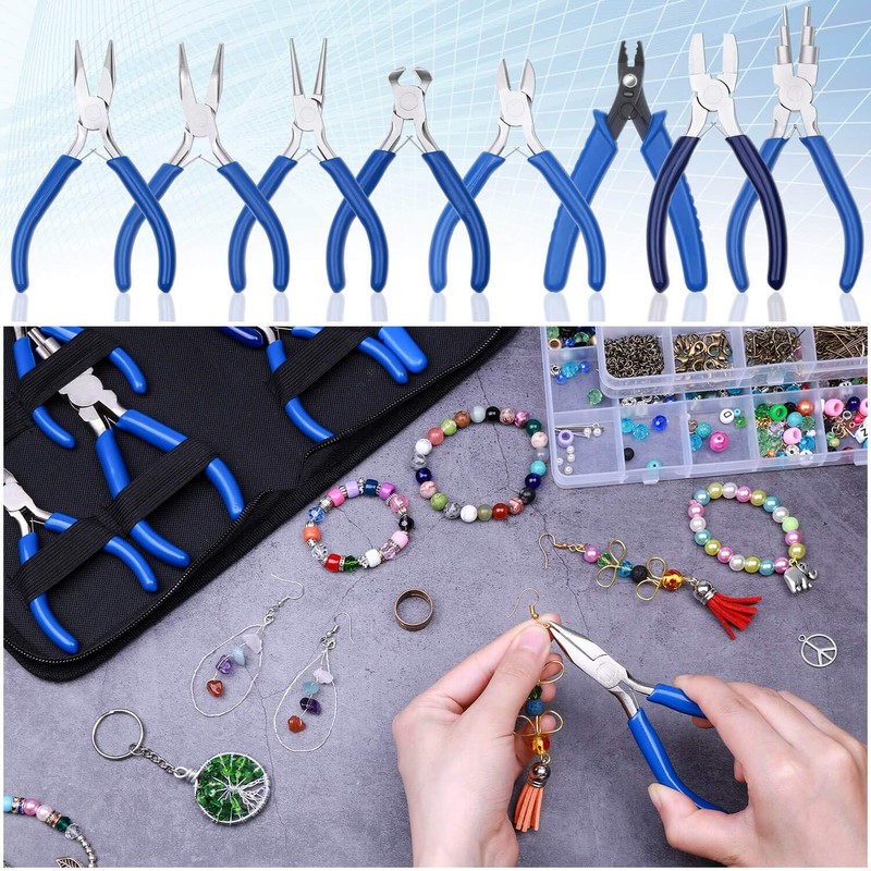 Shynek Jewelry Making Pliers Tools, 8pcs Micro Jewelry Pliers Set