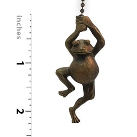 Royal Designs Celling Fan Pull Chain Extension with Swinging Frog Finial, Antique Brass
