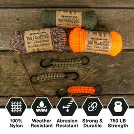 Camo Paracord 750 Heavy Duty Paracord Rope by Mossy Oak in 50 FT, 100 FT & 200 FT Lengths - Camping, Fishing, Hunting, Outdoor Use & DIY Crafting - Available in Orange & Olive Green Paracord Spools