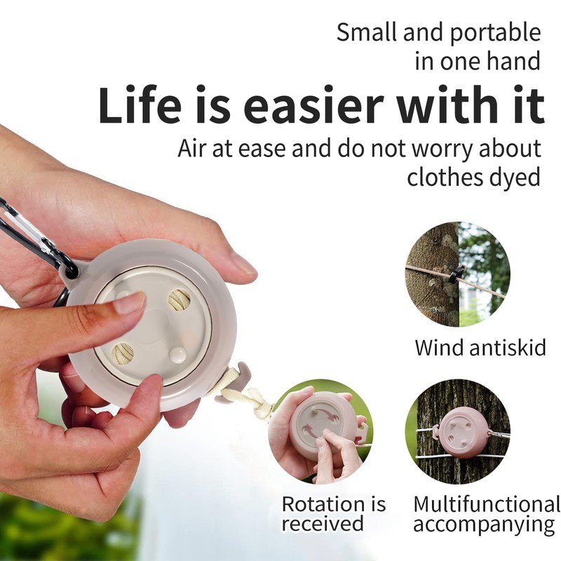 Portable Travel Clothesline Cord, Adjustable 26ft Camping Clothes line, Laundry