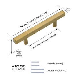 LONTAN 10 Pack Gold Cabinet Handles 96mm Gold Kitchen Handles Cabinet Hardware Drawer Pulls Kitchen Cupboard Furniture Stainless Steel