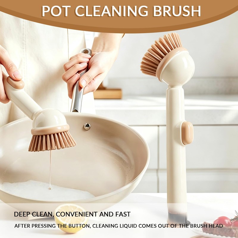Soap Dispensing Dish Brush, Washing Up Brushes for Kitchen, Scrubbing