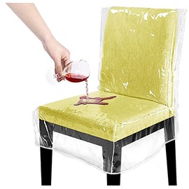 Plastic Chair Covers, Waterproof Plastic Dining Chair Covers with Backrests Clear Chair Seat Cover, No Dust, Dirt, Spill, Paws and Claws Fit W/21 x D/18 Inch (4 Pack)