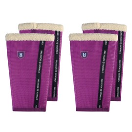 Harrison Howard Loose-Fitting Horse Fly Boots UV-Protective, Breathable, Tear-Resistant Fine Mesh Leggins Stay-on Comfortable Fly Boots with Ultra-Soft Wool Trim (Set of 4) Purple Full (Large)