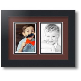 ArtToFrames Collage Photo Frame Double Mat with 2-3.5x5 inch Openings with Black Frame and Maroon Top Mat