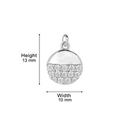 Vanbelle Sterling Silver Jewelry - Rhodium Plated with 925 Stamp - Round Charm & Disc with Cubic Zirconia Stones Necklace - Elegant Handcrafted Necklace for Women 16" Long + 2" Extender