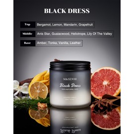 M&SENSE Black Dress - Vanilla Leather Scented Candles for Men, 2 Wick Large Natural Soy Candle 11.6oz 70 Hours Long Lasting, Black Luxury Manly Candles Home Fragrance Valentines Day Gifts for Him