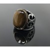 KAR Carved Snake Design 925K Sterling Silver Tiger Eye Men's
