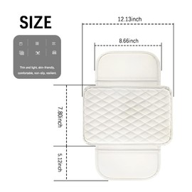 carleef Thin Arm Rest Cover for Car,Leather+Memory Foam Center Console Cover with Storage Bags,Universal Middle Console Cover Car Accessories Interior for Most Cars Center Consoles (Pearl White)