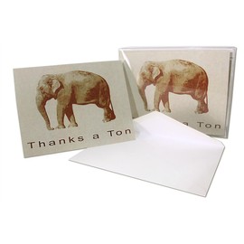 Small World Greetings Thanks A Ton Elephant Thank You Cards 24 Count - Blank Inside with Envelopes - A2 Size (5.5”x4.25”)
