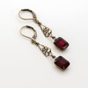 Art Deco, Art Nouveau style Earrings with Siam Ruby Red