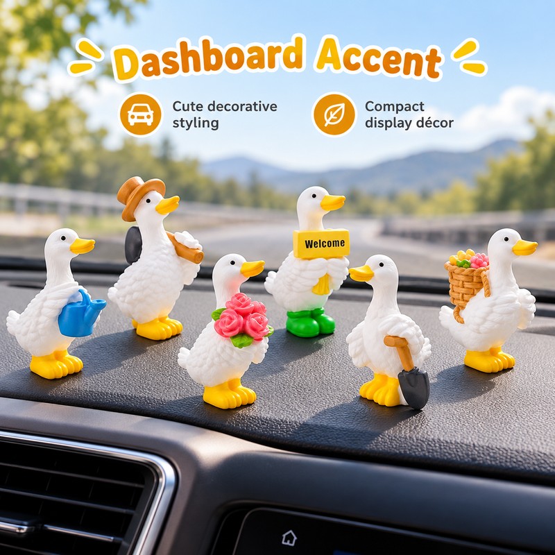 Mini Resin Duck Figurines for Home Decor – Cute 6-Piece