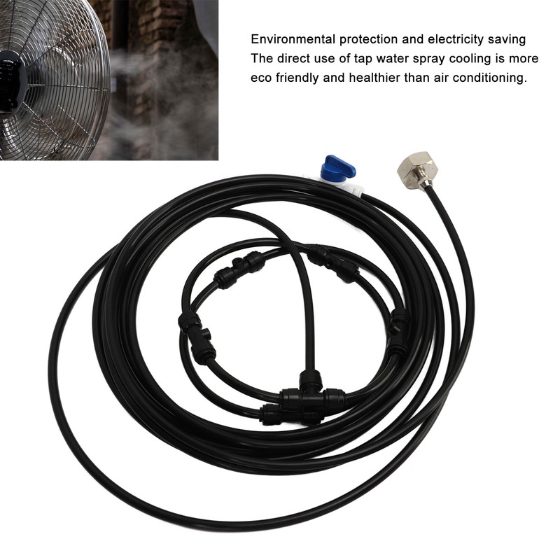 Fan Misting Kit with 3/4 Adapter 19.7ft Hose 6 Nozzles