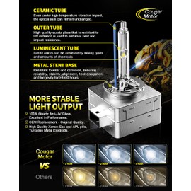 Cougar Motor D1S Hid Bulb 6000K Fog Light Bulbs, Car Lights, Pack of 2