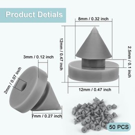 50 Pcs Rubber Door Silencers, Premium Metal Door Anti Collision Silencer Hinge Outlet Door Silencer, Heavy Duty Rubber 1/2 Inch Diameter Door Slam Silencer for Metal Door Metal Frame