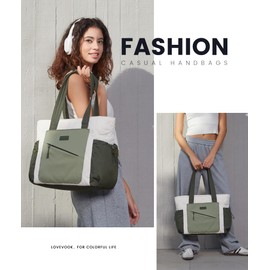 LOVEVOOK Tote Bag for Women, Puffer Bag and Work Bags with Zipper for Travel, Daily, School, Quilted Nurse Shoulder, 2pcs