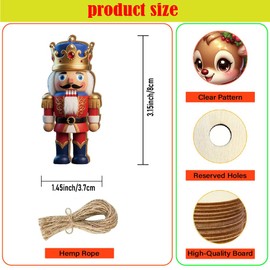 36-Piece Set Christmas Decor Wooden Ornaments,12 Unique Designs with Hemp Rope, Christmas Tree Decorations, Holiday Home & Party Decor