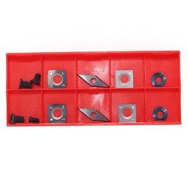 SICWOOD 8pcs Tungsten Carbide Inserts Cutters for Wood Lathe Turning Tools, Include 11mm Round, 14mm Square, 28x10mm Diamond, with 4 Screws, Replacement Combination Finisher Detailer