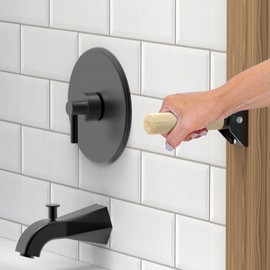 AquaChase Jamb Mount Flip up Bamboo Grab Bar for Stability, Doorway Balance Assist Folding Handle, Mobility Aids for Seniors and Disabled Persons, 300lbs Support, Matte Black