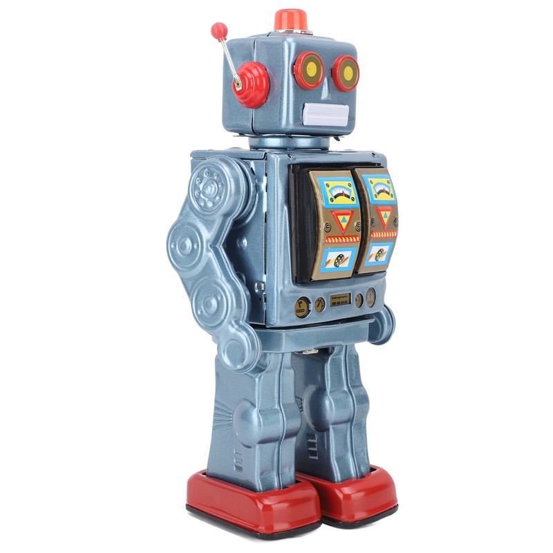 Metal Tin Robot Toy Retro Electric Rotating Figures Model Adult