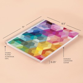 Erin Condren 8.5" x 11” Dot Grid Spiral Notebook, 5mm Dotted Layout with 80 Lb. Paper, Hexagon Cover, 160 Dot Grid Notebook Pages, Platinum Coil, Stickers Included