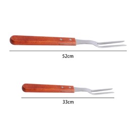 Leadigol 2Pcs Carving Fork,Meat Forks with Wood Handle,Long Stainless Steel Carving Fork Barbecue Fork Cooking Fork Curved Meat Fork BBQ Fork Granny Fork