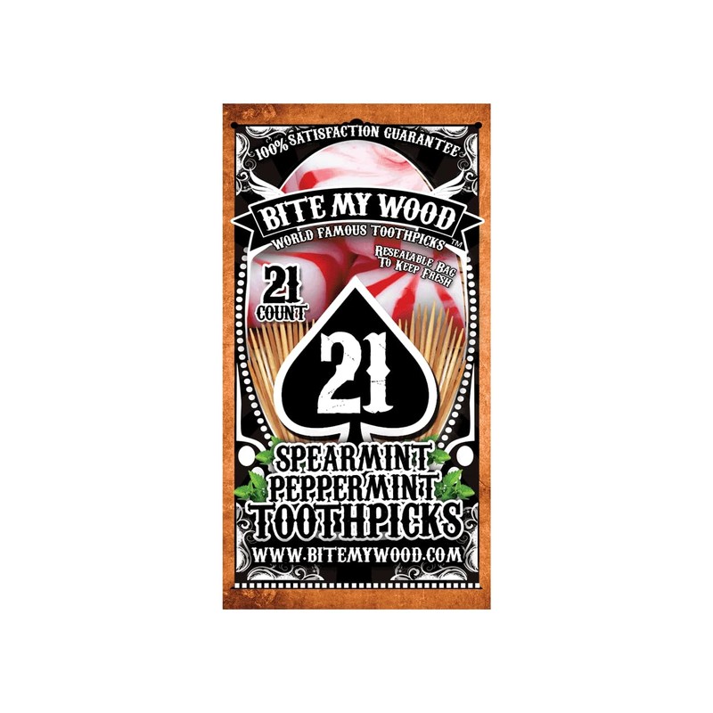 BiteMyWood Mint Toothpicks, 21 Count X 3 Bags Resealable Bag