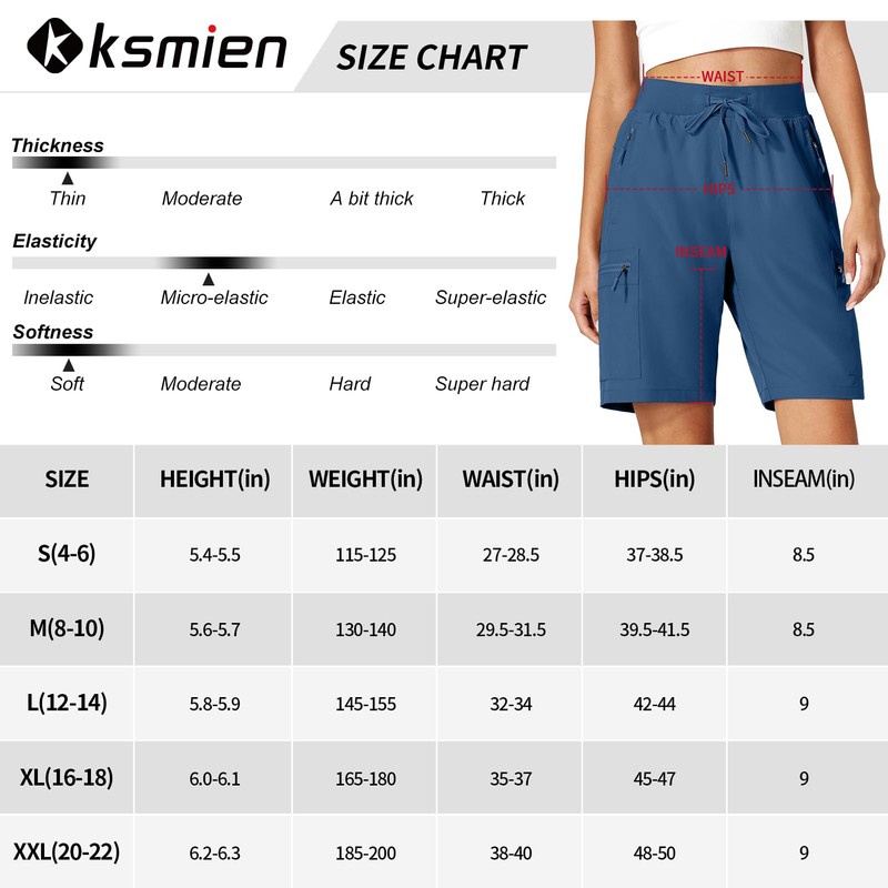 Ksmien - Pantalones cortos cargo para mujer, de secado rápido,