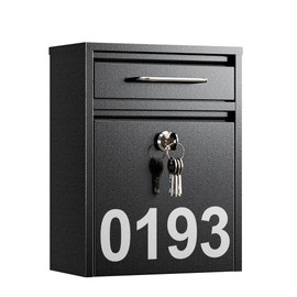 LAND·VOI Mailbox for Outside Wall Mount, Heavy Duty Rustproof, Anti-Theft Locking Mailbox with 4 Keys, Weatherproof for Residential & Apartment, 12.2"×9.5"×4.7", Black, Small